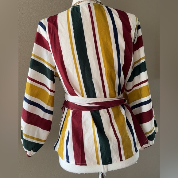 Striped chic wrapped long sleeve top - Picture 4 of 8